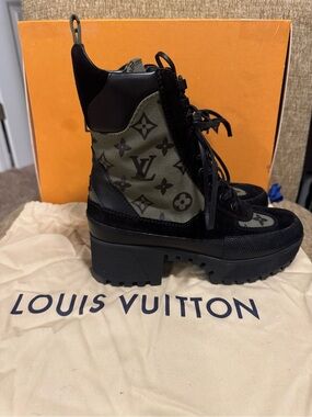 AUTHENTIC LV LOUIS VUITTON DESSERT MONOGRAM BOOTS SIZE 37 *Worn Only Once*